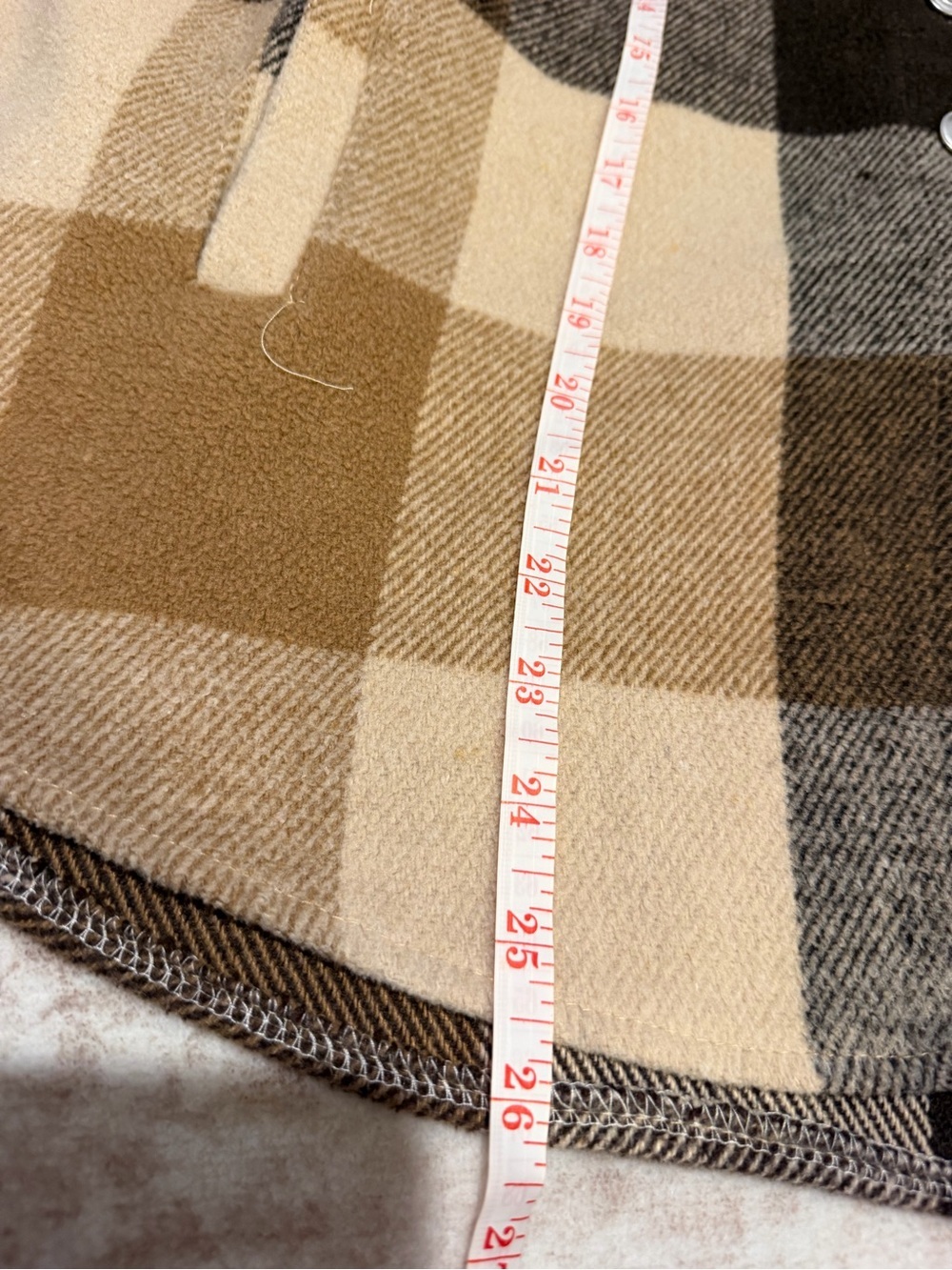 Brown Beige Plaid Oversized Shacket Women’s Large - Picture 6 of 8